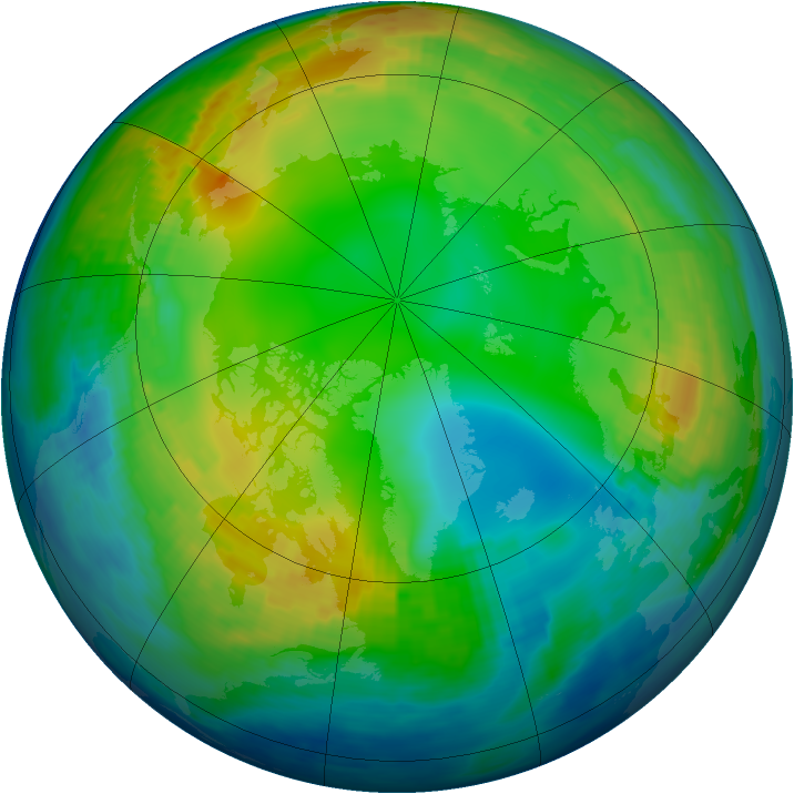 Arctic ozone map for 27 January 1993